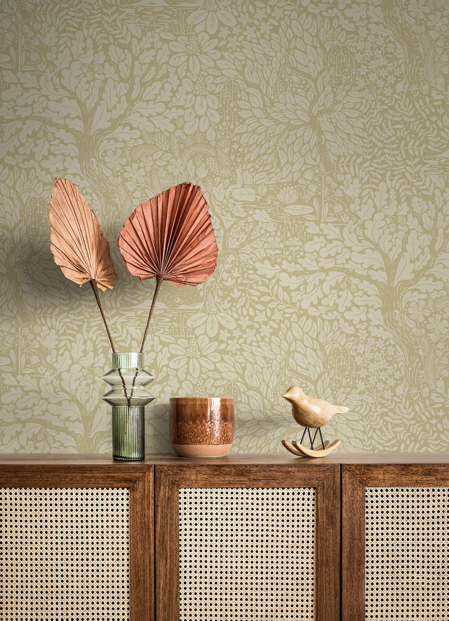 Olle Sage Forest Sanctuary Wallpaper with Botanical Scandinavian Motif - A?Street Prints 4080-83108
