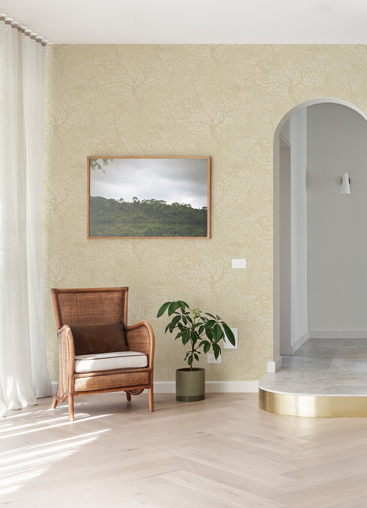 Olle Neutral Forest Sanctuary Wallpaper with Scandinavian Botanical Pattern - Brewster 4080-83109