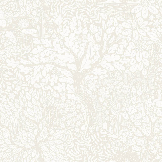 Olle Cream Forest Sanctuary Wallpaper with Scandinavian Botanical Motif - A-Street Prints 4080-83111