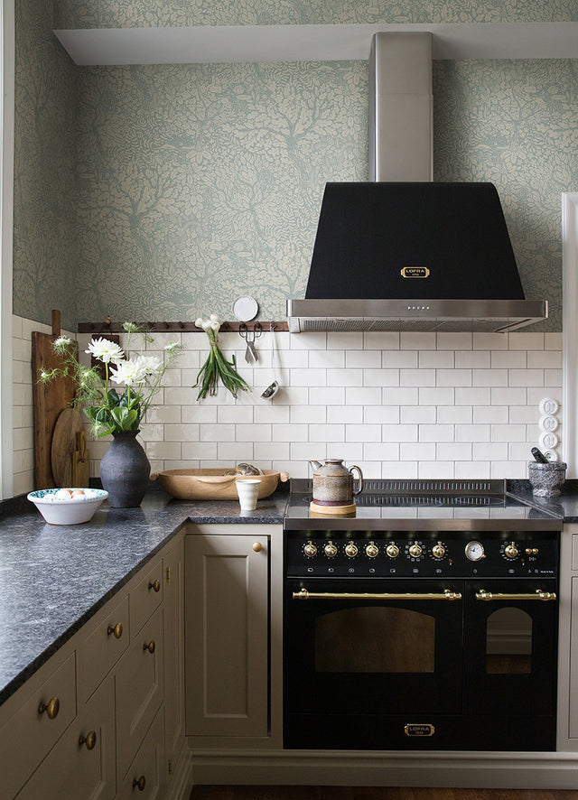 Olle Light Blue Forest Sanctuary Wallpaper with Botanical Scandinavian Motif - A-Street Prints 4080-83112