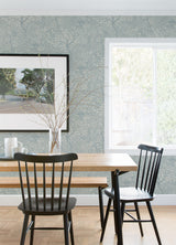 Olle Light Blue Forest Sanctuary Wallpaper with Botanical Scandinavian Motif - A-Street Prints 4080-83112