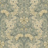 Ojvind Sea Green Floral Ogee Wallpaper with Botanical Glam Pattern - A-Street Prints 4080-83113