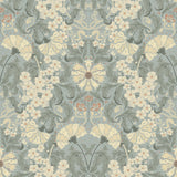 Ojvind Light Blue Floral Ogee Wallpaper with Botanical Glam Pattern - A-Street Prints 4080-83115
