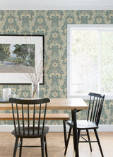Ojvind Light Blue Floral Ogee Wallpaper with Botanical Glam Pattern - A-Street Prints 4080-83115