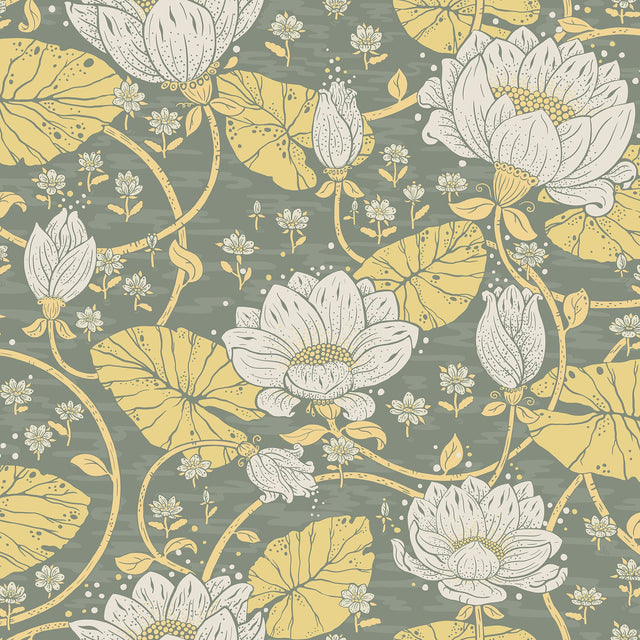 Eva Yellow Lotus Dreams Botanical Wallpaper - A-Street Prints 4080-83120