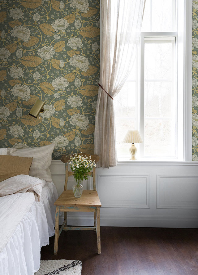 Eva Yellow Lotus Dreams Botanical Wallpaper - A-Street Prints 4080-83120