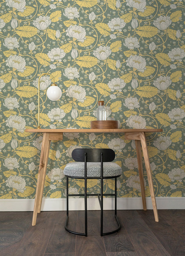 Eva Yellow Lotus Dreams Botanical Wallpaper - A-Street Prints 4080-83120