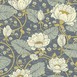 Eva Blue Lotus Dreams Wallpaper with Botanical Lotus and Eclectic Style - A-Street Prints 4080-83122
