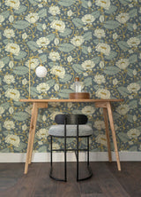 Eva Blue Lotus Dreams Wallpaper with Botanical Lotus and Eclectic Style - A-Street Prints 4080-83122