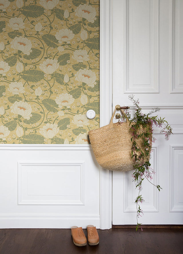 Eva Light Yellow Lotus Dreams Wallpaper with Botanical Lotus Motif - A-Street Prints 4080-83123