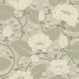 Eva Light Grey Lotus Dreams Wallpaper with Eclectic Botanical Lotus Motif - A-Street Prints 4080-83124