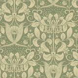 Berit Green Floral Crest Wallpaper with Botanical Bohemian Motif - A-Street Prints 4080-83126