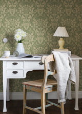 Berit Green Floral Crest Wallpaper with Botanical Bohemian Motif - A-Street Prints 4080-83126