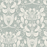 Berit Blue Floral Crest Wallpaper with Botanical Damask Motif - A-Street Prints 4080-83129