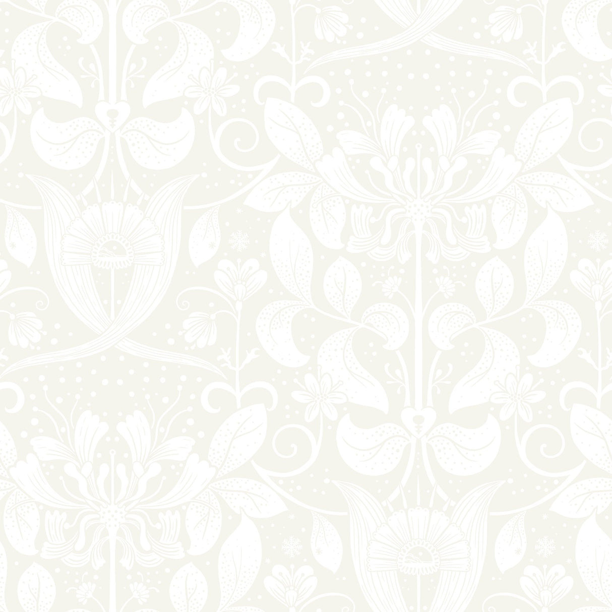 Berit Bone Floral Crest Wallpaper with Art Nouveau Botanical Damask - A-Street Prints 4080-83130
