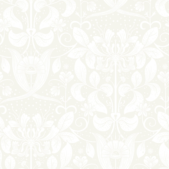 Berit Bone Floral Crest Wallpaper with Art Nouveau Botanical Damask - A-Street Prints 4080-83130