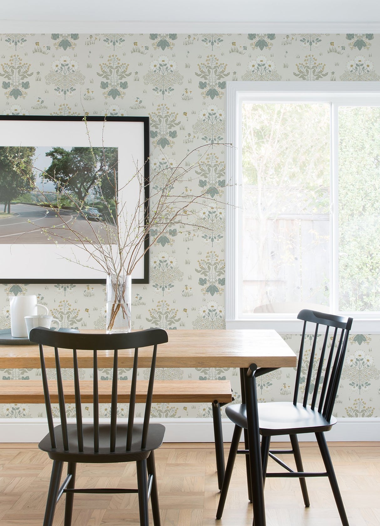 Elda Light Blue Delicate Daisies Wallpaper with Botanical Vintage Floral Pattern - A-Street Prints 4080-83131
