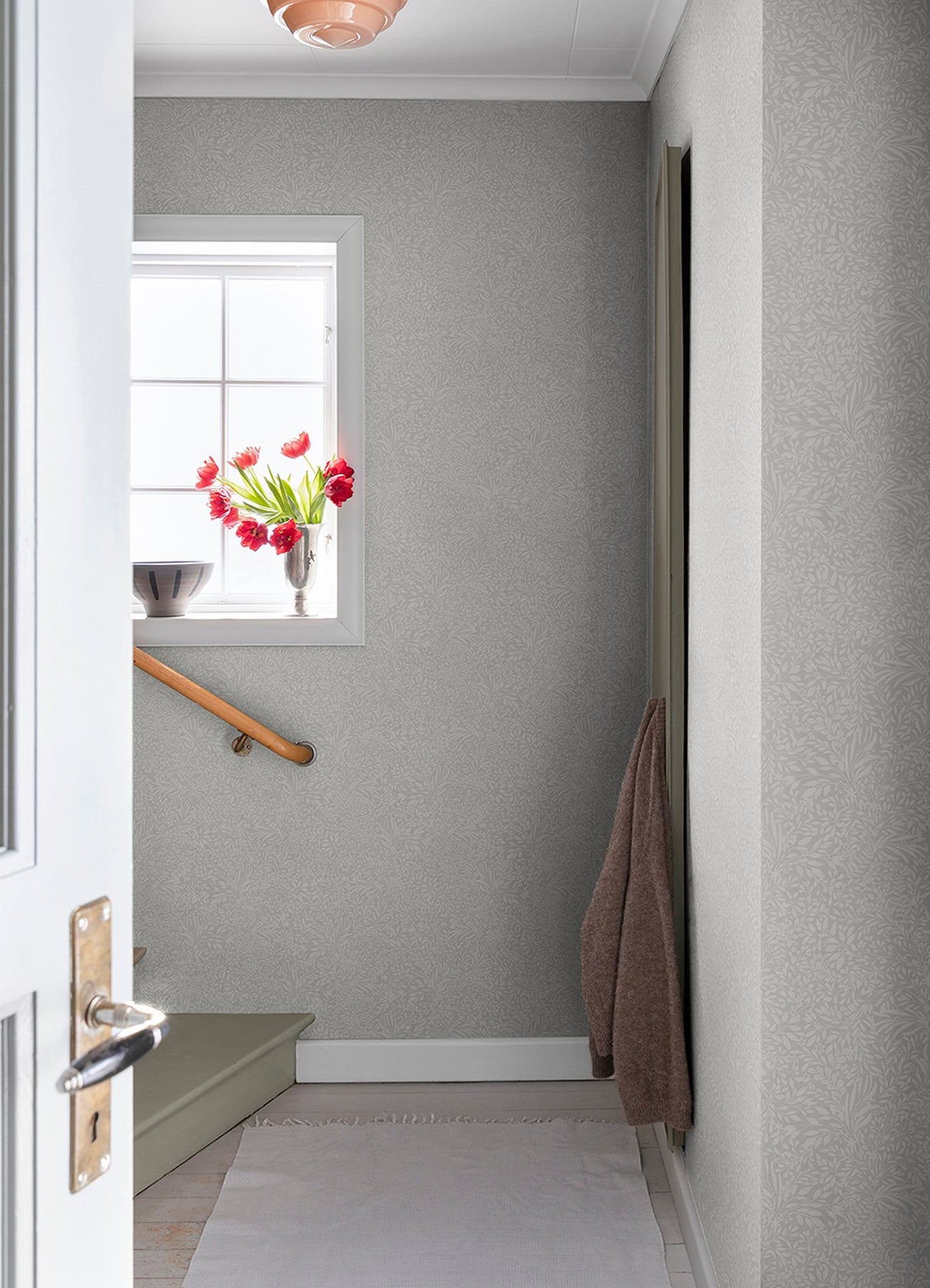 Kristina Light Grey Botanical Wallpaper with Scandinavian Non Woven Pattern - A-Street Prints 4080-92116