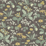 Magdalena Charcoal Dandelion Wallpaper with Botanical Floral Motif - A-Street Prints 4080-92133