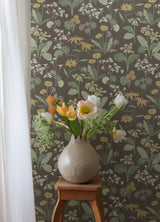Magdalena Charcoal Dandelion Wallpaper with Botanical Floral Motif - A-Street Prints 4080-92133