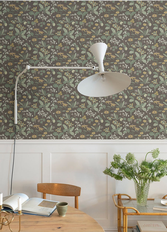 Magdalena Charcoal Dandelion Wallpaper with Botanical Floral Motif - A-Street Prints 4080-92133