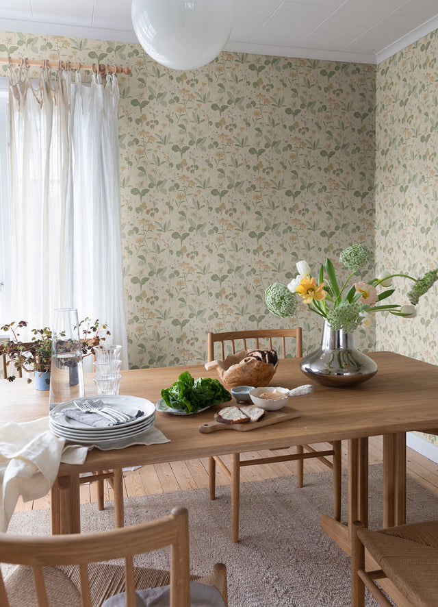Magdalena Light Yellow Dandelion Wallpaper with Botanical Floral Pattern, Farmhouse Style - A-Street Prints 4080-92135