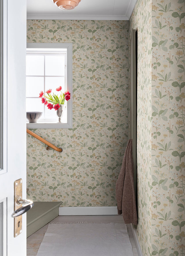 Magdalena Light Yellow Dandelion Wallpaper with Botanical Floral Pattern, Farmhouse Style - A-Street Prints 4080-92135