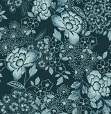 Irina Navy Floral Blooms Wallpaper with Botanical Floral Pattern - A-Street Prints 4081-26300