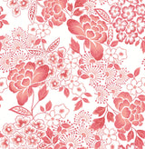 Irina Coral Floral Blooms Wallpaper with Botanical Farmhouse Pattern - A-Street Prints 4081-26301
