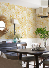 Irina Yellow Floral Blooms Wallpaper with Botanical Farmhouse Pattern - A-Street Prints 4081-26302