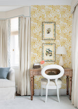 Irina Yellow Floral Blooms Wallpaper with Botanical Farmhouse Pattern - A-Street Prints 4081-26302
