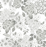Irina Grey Floral Blooms Wallpaper with Botanical Farmhouse Style - 4081-26303