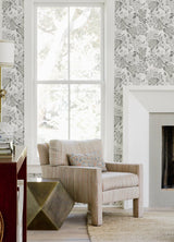 Irina Grey Floral Blooms Wallpaper with Botanical Farmhouse Style - 4081-26303