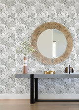 Irina Grey Floral Blooms Wallpaper with Botanical Farmhouse Style - 4081-26303