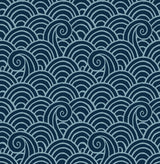 Alorah Navy Wave Wallpaper with Bohemian Graphic Wave Motif - A-Street Prints 4081-26305