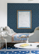 Alorah Navy Wave Wallpaper with Bohemian Graphic Wave Motif - A-Street Prints 4081-26305