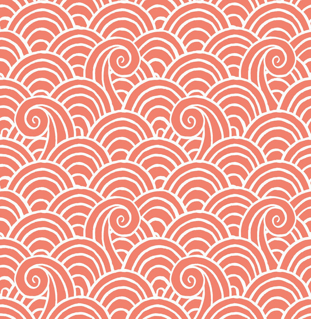 Alorah Coral Wave Wallpaper with Graphic Bohemian Wave Pattern - Brewster 4081-26306