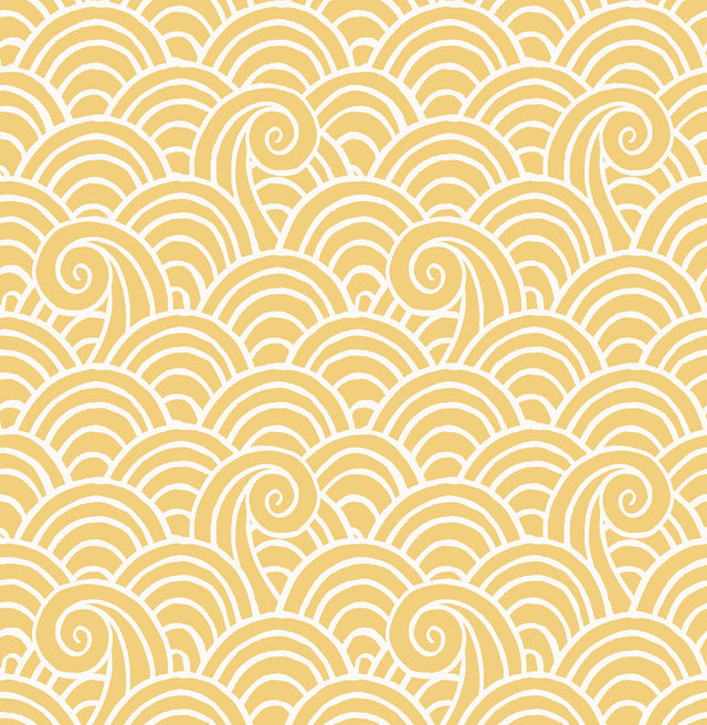 Alorah Yellow Wave Wallpaper with Bohemian Graphics Pattern - A-Street Prints 4081-26307