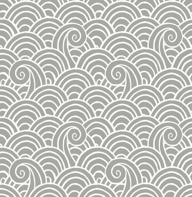 Alorah Grey Wave Wallpaper with Bohemian Graphic Novelty Pattern - A-Street Prints 4081-26308