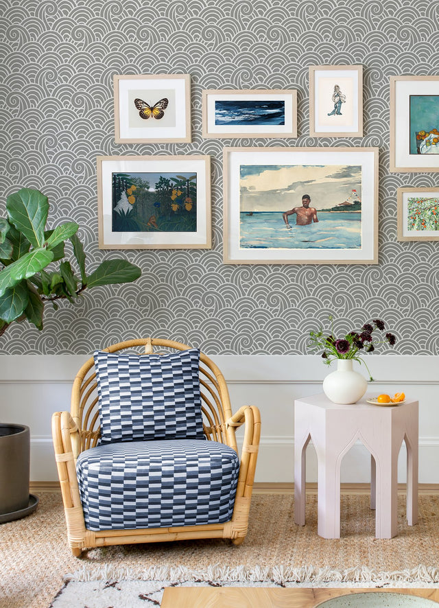 Alorah Grey Wave Wallpaper with Bohemian Graphic Novelty Pattern - A-Street Prints 4081-26308
