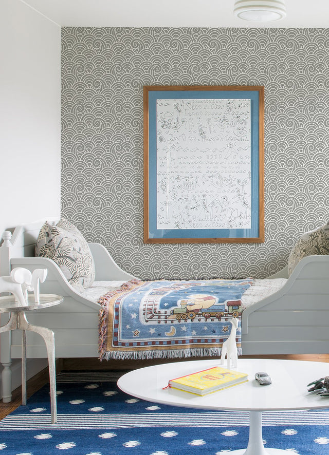 Alorah Grey Wave Wallpaper with Bohemian Graphic Novelty Pattern - A-Street Prints 4081-26308