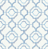 Gallina Blue Trellis Wallpaper with Chinoiserie-Inspired Geometric Lattice - A-Street Prints 4081-26314