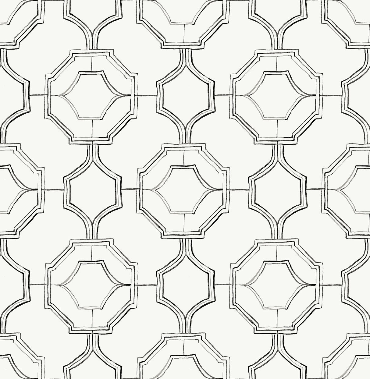 Gallina Charcoal Trellis Wallpaper with Graphic Lattice Pattern, Transitional Style - Brewster 4081-26315