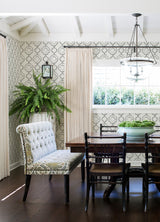 Gallina Charcoal Trellis Wallpaper with Graphic Lattice Pattern, Transitional Style - Brewster 4081-26315