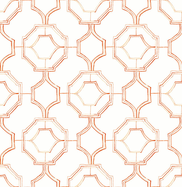 Gallina Orange Trellis Wallpaper with Painterly Lattice Motif - A-Street Prints 4081-26317