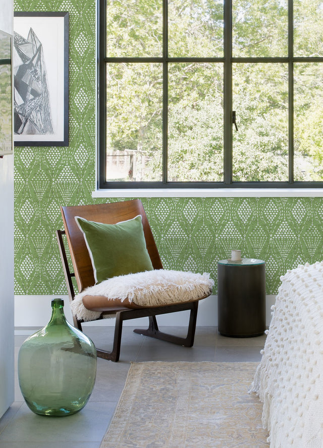 Grady Green Dotted Geometric Wallpaper with Bohemian Graphic Pattern - A-Street Prints 4081-26319