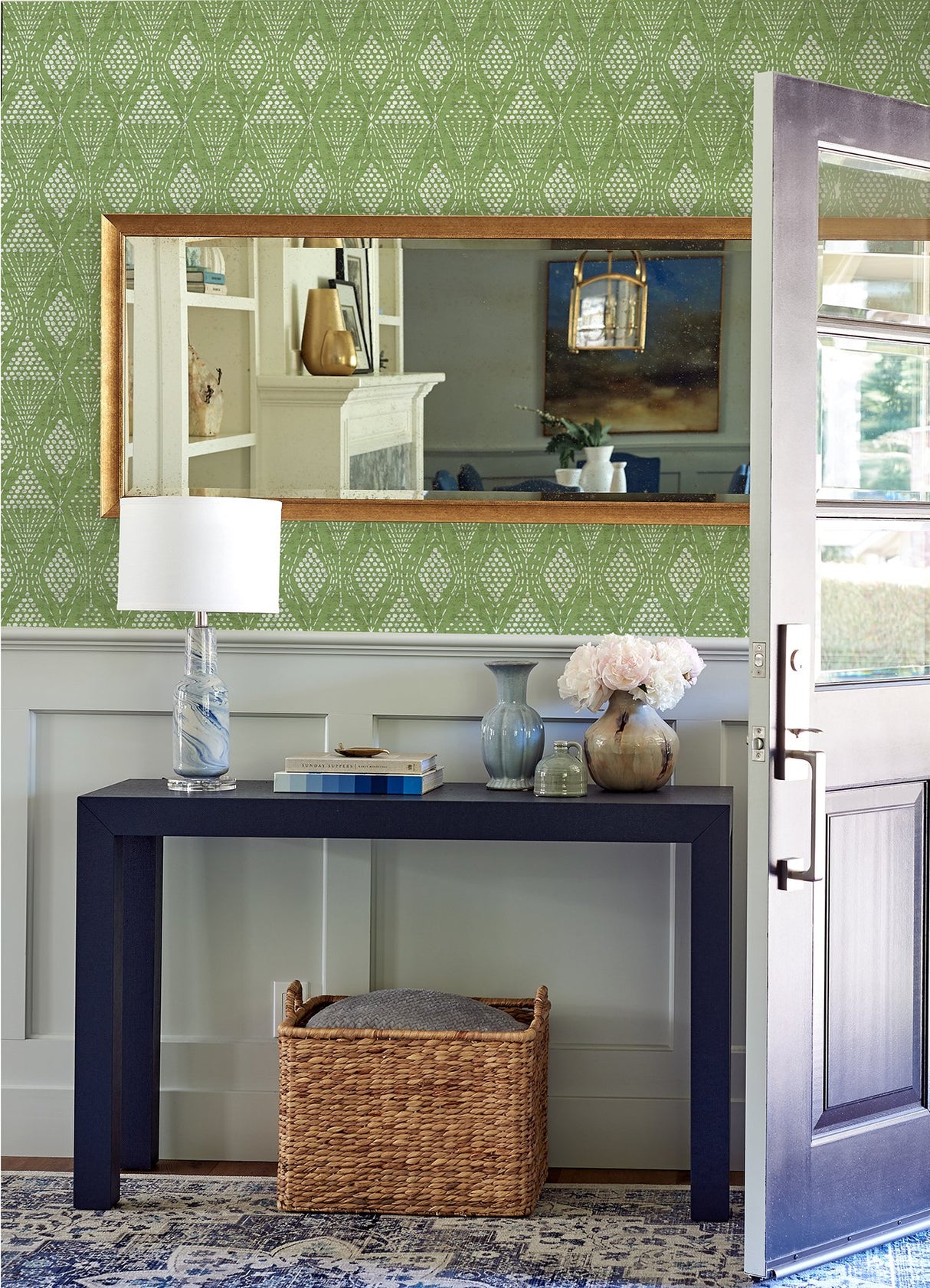 Grady Green Dotted Geometric Wallpaper with Bohemian Graphic Pattern - A-Street Prints 4081-26319