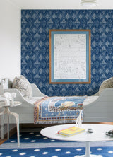 Grady Blue Dotted Geometric Wallpaper with Raised Ink Bohemian Graphics Pattern - A-Street Prints 4081-26320