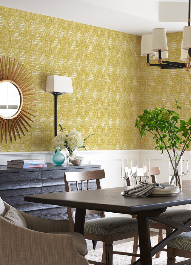 Grady Yellow Dotted Geometric Wallpaper with Raised Ink Texture - A-Street Prints 4081-26321