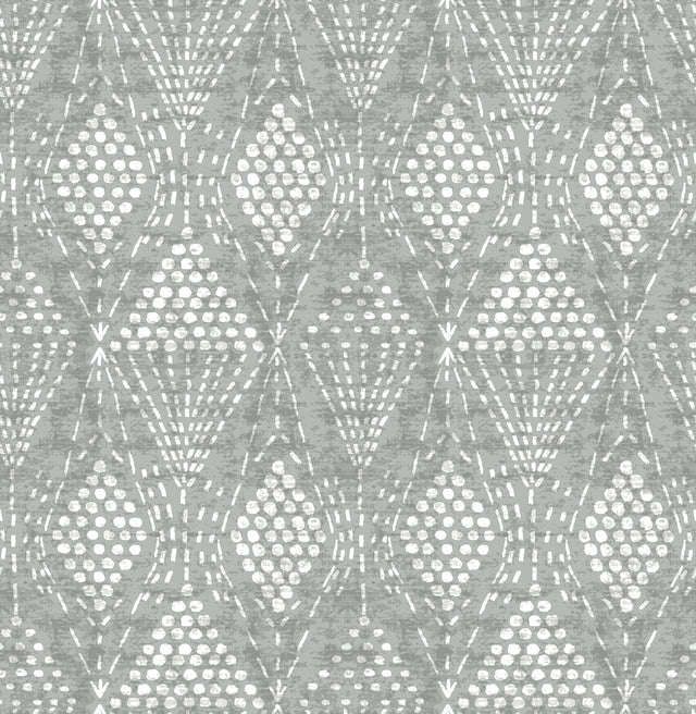 Grady Grey Dotted Geometric Wallpaper with Raised Ink Bohemian Graphics - A-Street Prints 4081-26322